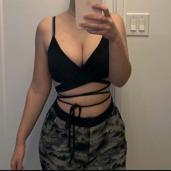 SEXY WRAP OVER BRALETTE CROP TOP - Picture 1 of 6